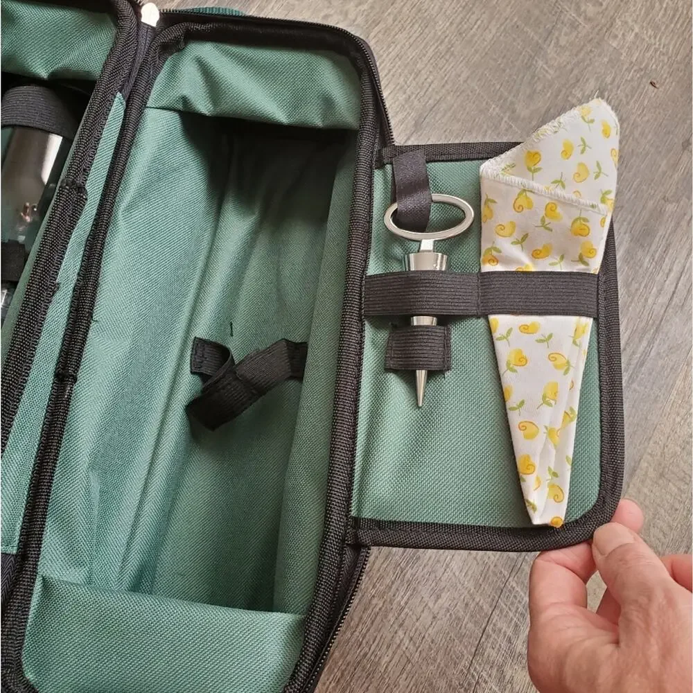 Wine bottle tote with accessories Picnic for two Adjustable shoulder strap